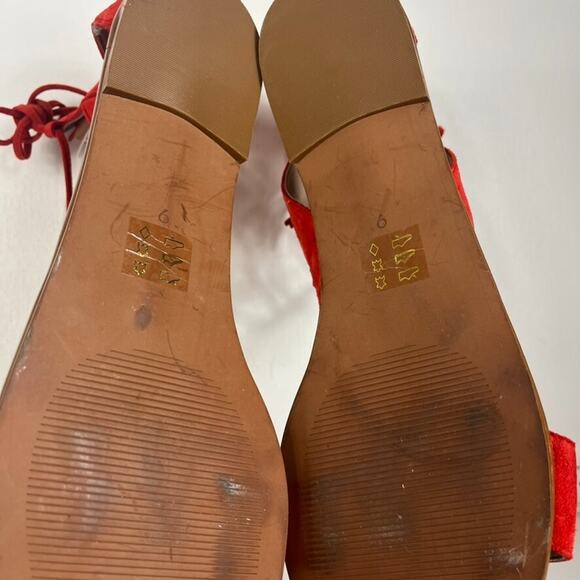 Madewell Sandals Women 9 Coral Bridget Lace Up Gladiator Suede Leather - Picture 9 of 10